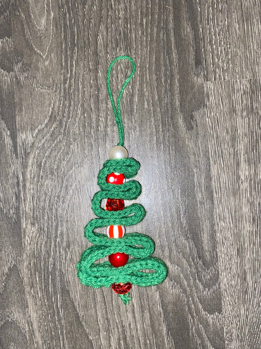 Beaded Crocheted Christmas Tree Ornament